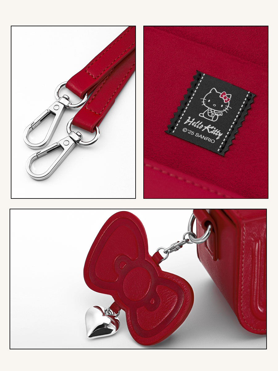 Pashari Hello Kitty Vintage Red Leather Crossbody Bag Stylish Daily Shoulder Bag for Women