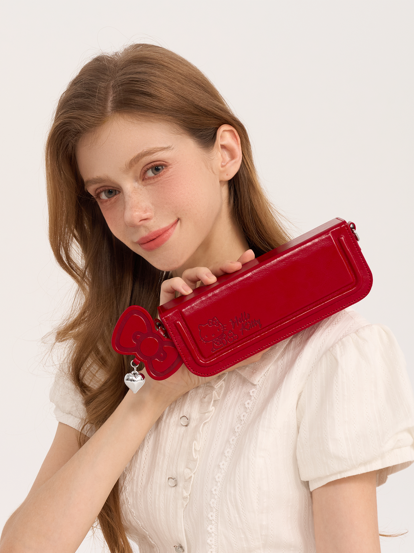 Pashari Hello Kitty Vintage Red Leather Crossbody Bag Stylish Daily Shoulder Bag for Women