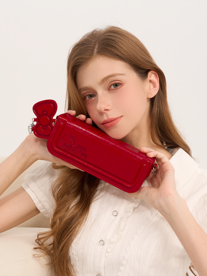 Pashari Hello Kitty Vintage Red Leather Crossbody Bag Stylish Daily Shoulder Bag for Women