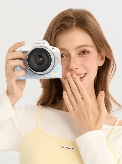Pashari Cinnamoroll Blue Genuine Leather Camera Case for Canon R50