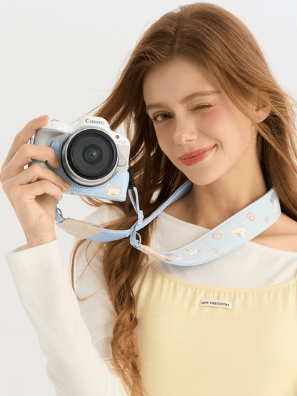 Pashari Cinnamoroll Blue Genuine Leather Camera Case for Canon R50