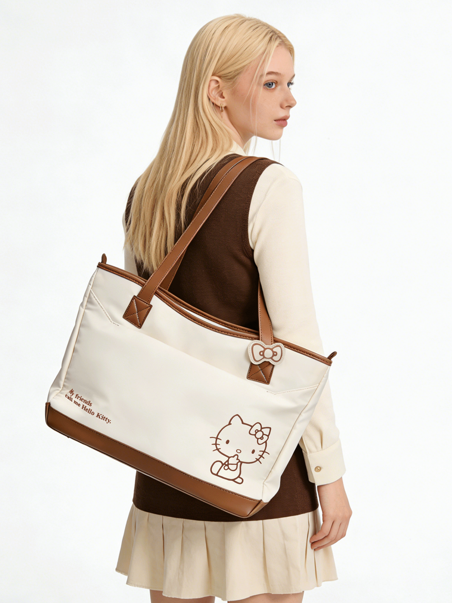 Pashari Hello Kitty Casual Tote Bag Versatile Daily Shoulder & Crossbody Bag for Women