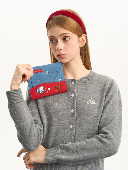 Pashari Hello Kitty Vintage Passport Holder | Red & Blue Travel Wallet for Documents