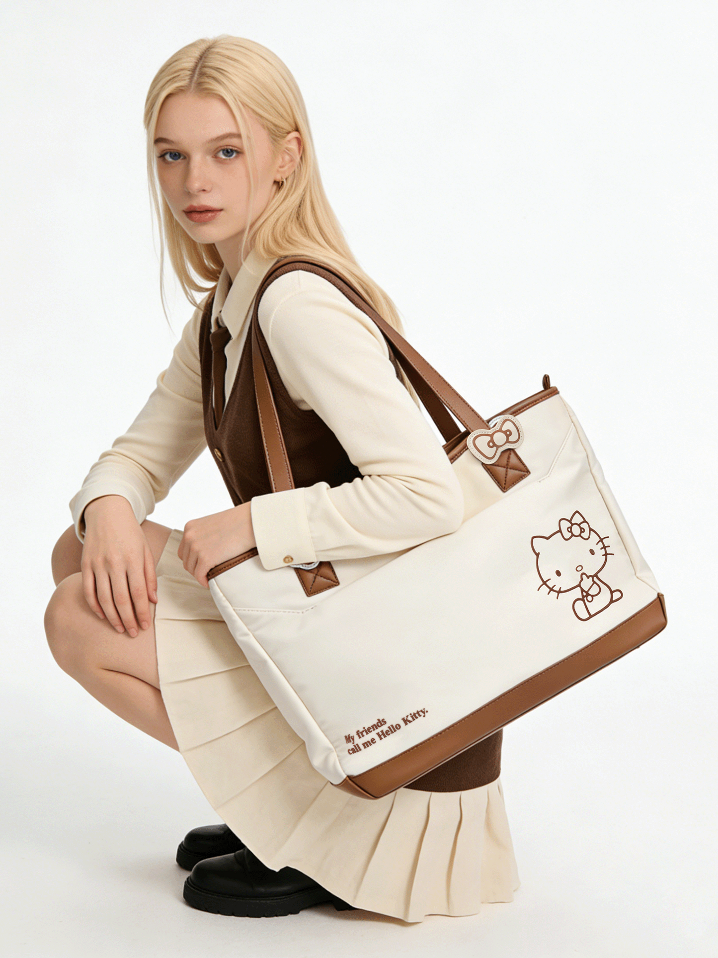 Pashari Hello Kitty Casual Tote Bag Versatile Daily Shoulder & Crossbody Bag for Women