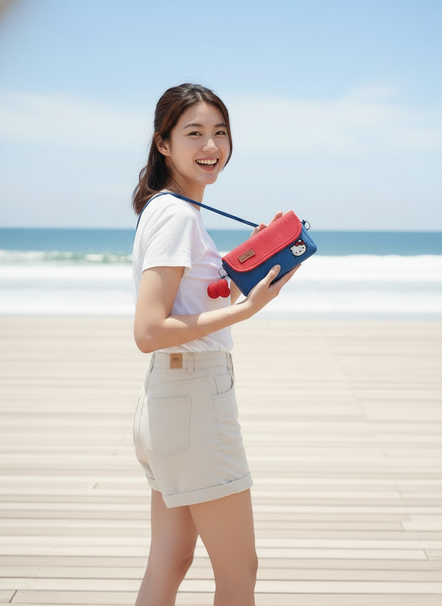 Pashari Hello Kitty Multi-Use Crossbody Bag - Cute Red & Blue Protective Pouch for Women
